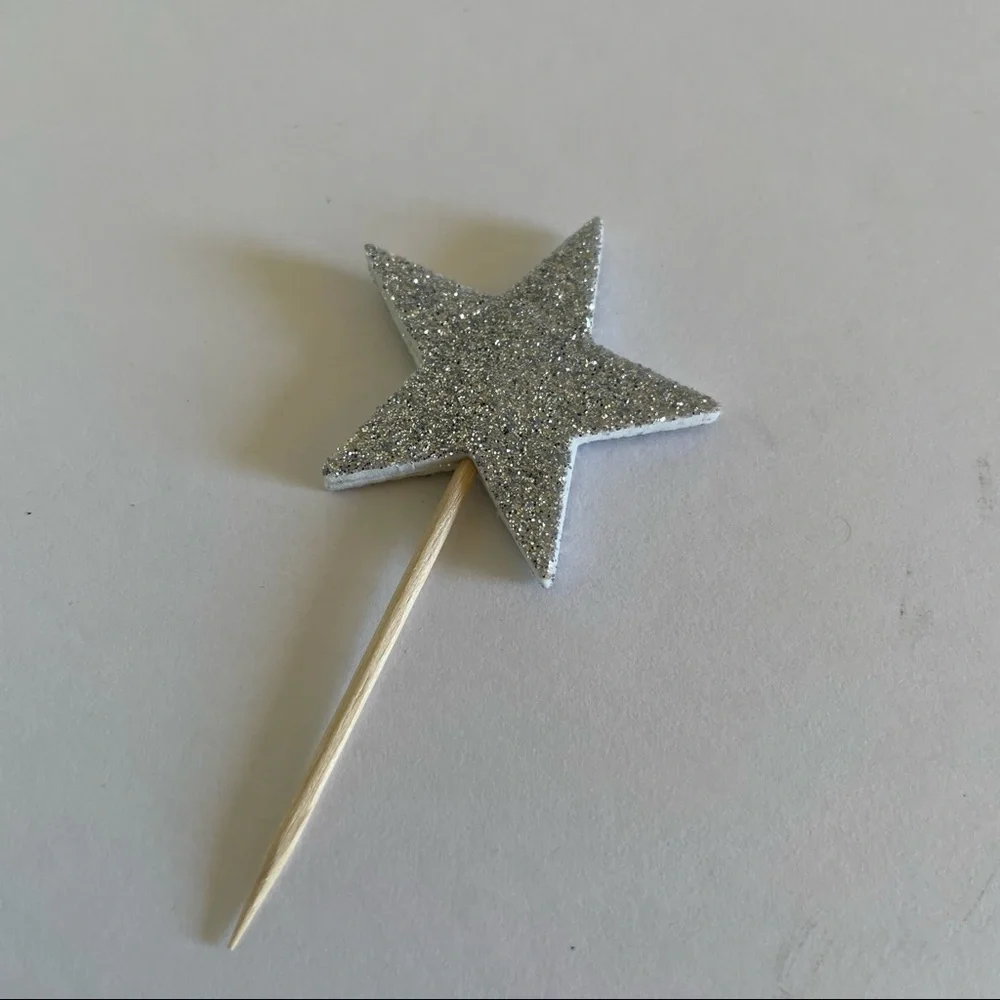 Glitter Star Cake Topper Toothpick Set 10